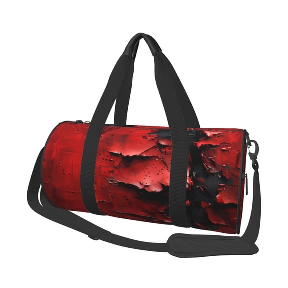 Vsdgher Abstract Red Textured Canvas 45L Foldable Duffel Bag, Sports Gym Bag,Overnight Bag, Portable Weekender Bag for Airplanes