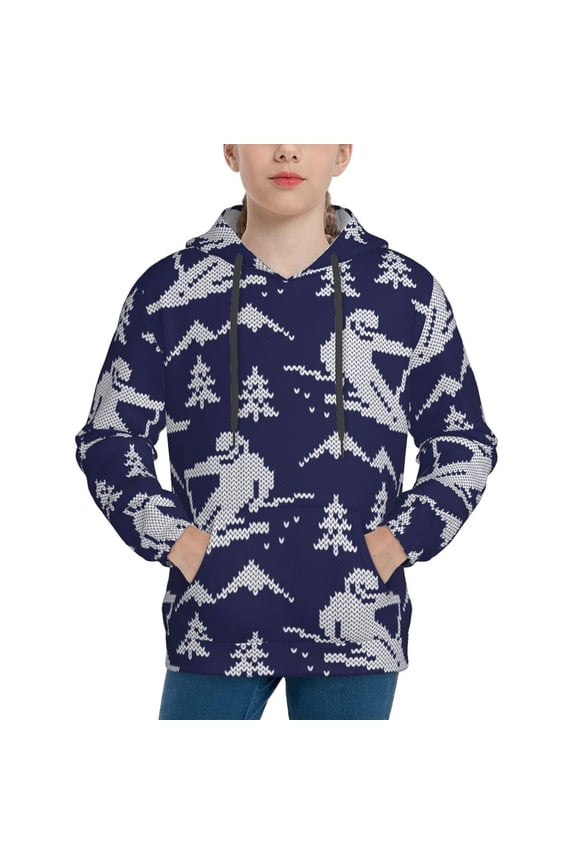 Abstract Skiing Hoodie Youth Classic Hooded Pullover Sweatshirts Essentials Hoodie for Children (s-xl)-Small