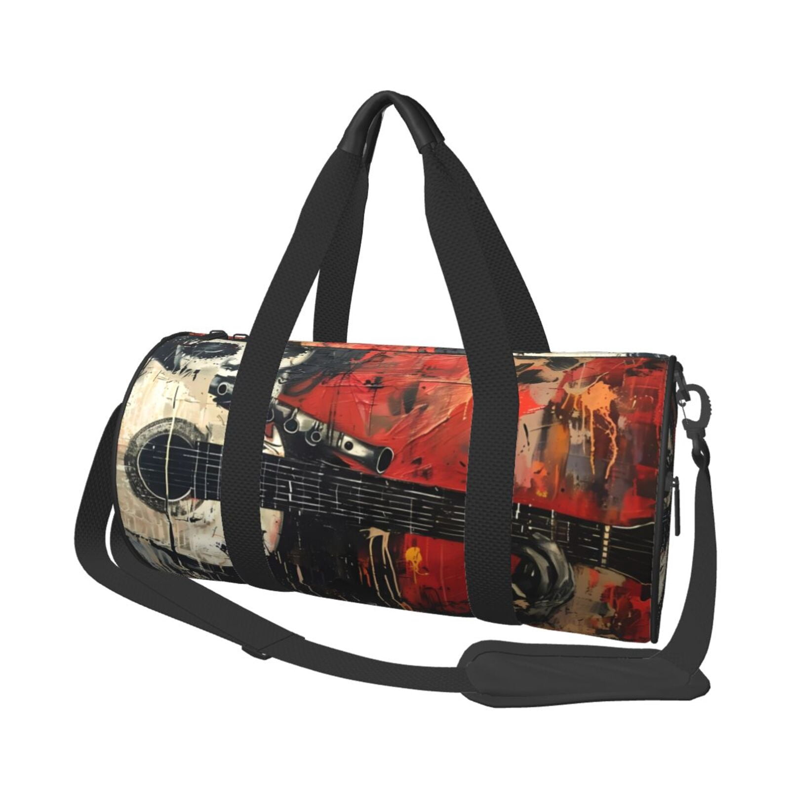Vsdgher Abstract Skull Guitar Art 45L Foldable Duffel Bag, Sports Gym Bag,Overnight Bag, Portable Weekender Bag for Airplanes