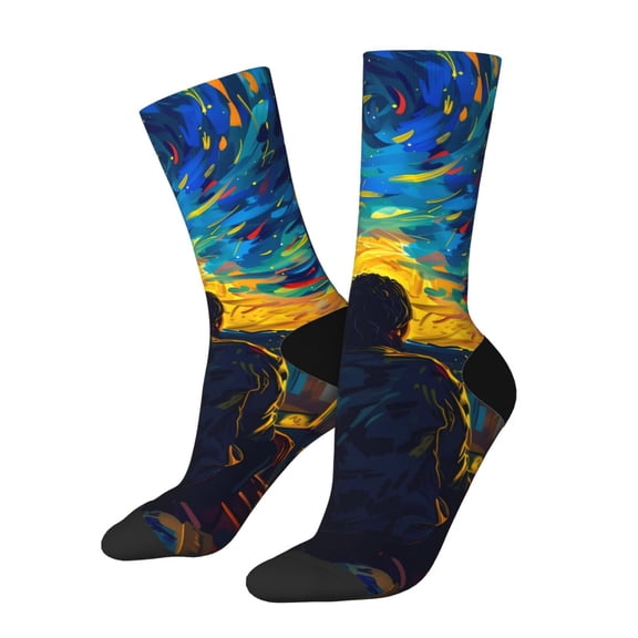 Vsdgher Abstract Starry Sky Crew Socks for Men & Women, Breathable Casual Athletic Ankle Socks