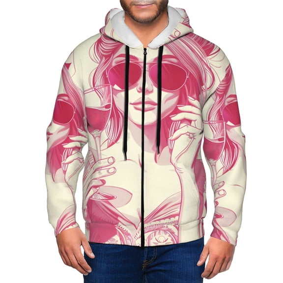 Vsdgher Ace Of Diamonds Lady Mens Hoodies Zip Hoodie, Hoodies for Men, Zip-up Hooded Sweatshirt-