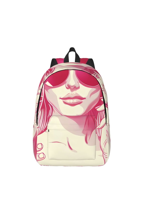 Ace Of Diamonds Lady Print Canvas Backpack Travel Rucksack Unisex Knapsack 15.7/17.7Inch Laptop Backpack for Work,College -Medium