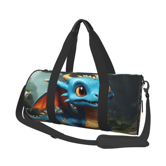 Vsdgher Adorable Blue Baby Dragon 45L Foldable Duffel Bag, Sports Gym Bag,Overnight Bag, Portable Weekender Bag for Airplanes