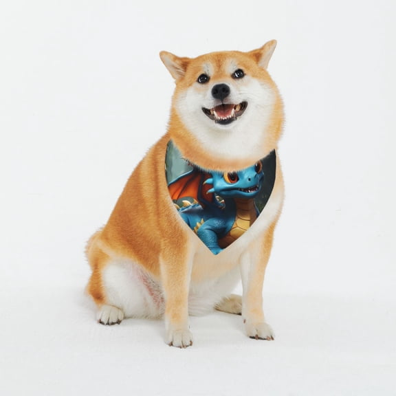Vsdgher Adorable Blue Baby Dragon Dog Bandana Custom Dog Scarf Breathable Puppy Kerchief with Adjustable Bandana Bib for Dog and Cat-X-Large