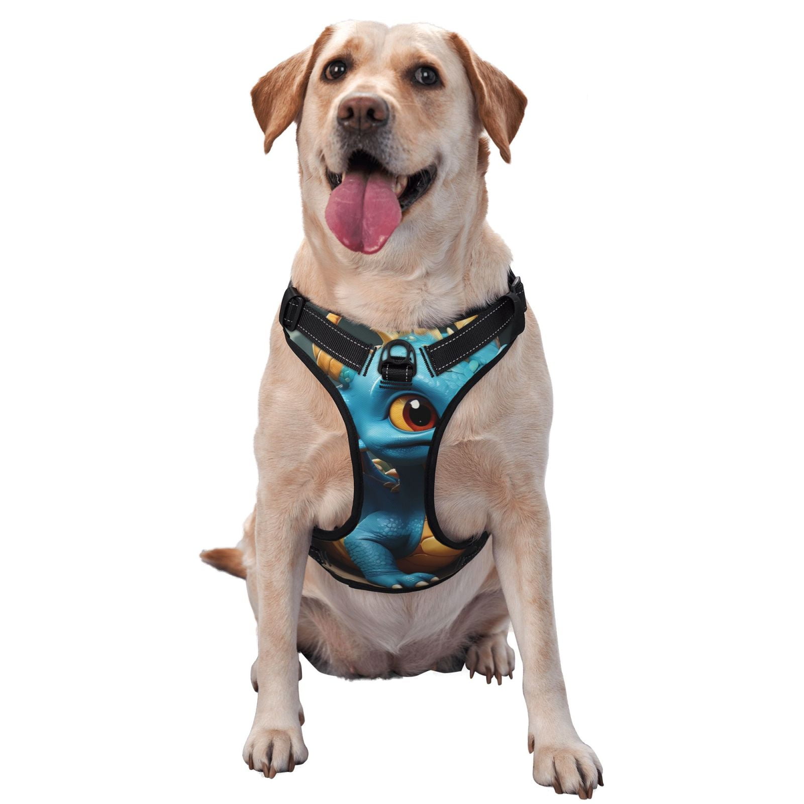 Vsdgher Adorable Blue Baby Dragon Dog Harness, No-Pull Pet Harness, Dog Vest, Pet Vest for Small to Large Dogs-Small