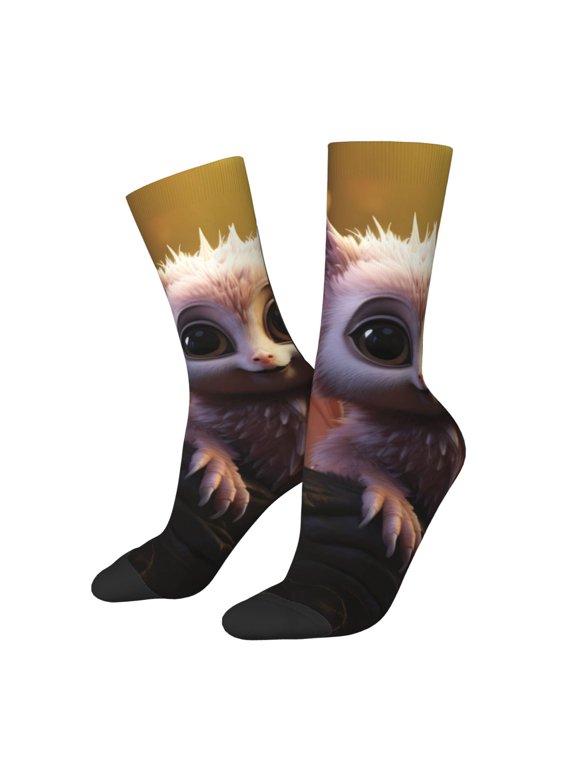 Adorable Fluffy Bat Crew Socks for Men & Women, Breathable Casual Athletic Ankle Socks