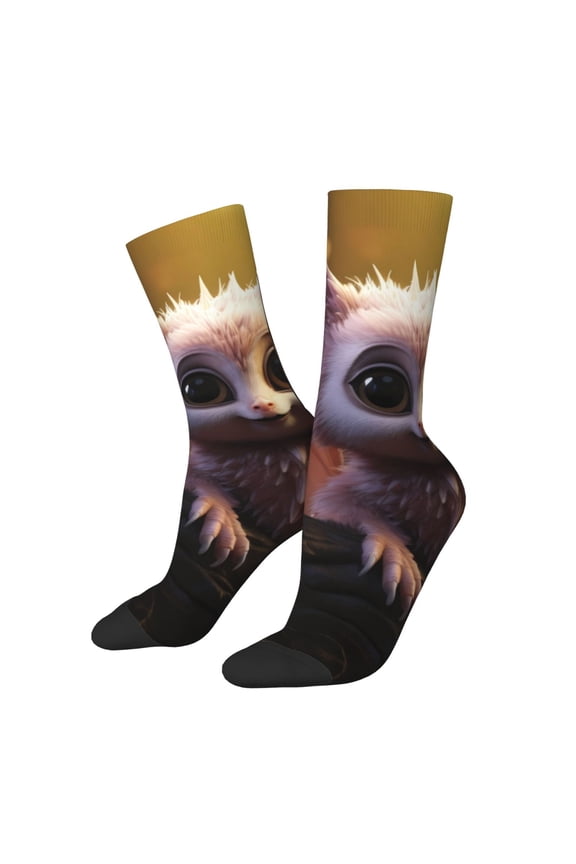 Adorable Fluffy Bat Crew Socks for Men & Women, Breathable Casual Athletic Ankle Socks