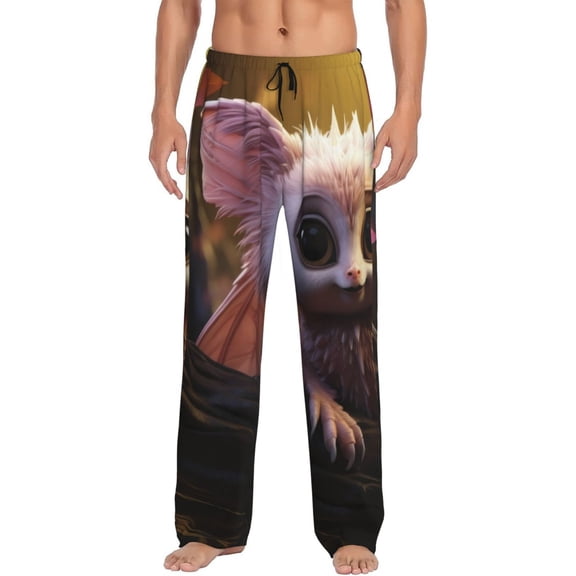 Vsdgher Adorable Fluffy Bat Mens Pajama Pants Sleep & Lounge Pants, PJ Pants-Large