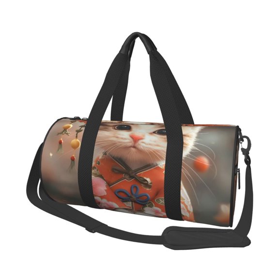Vsdgher Adorable Kitten In Kimono 45L Foldable Duffel Bag, Sports Gym Bag,Overnight Bag, Portable Weekender Bag for Airplanes