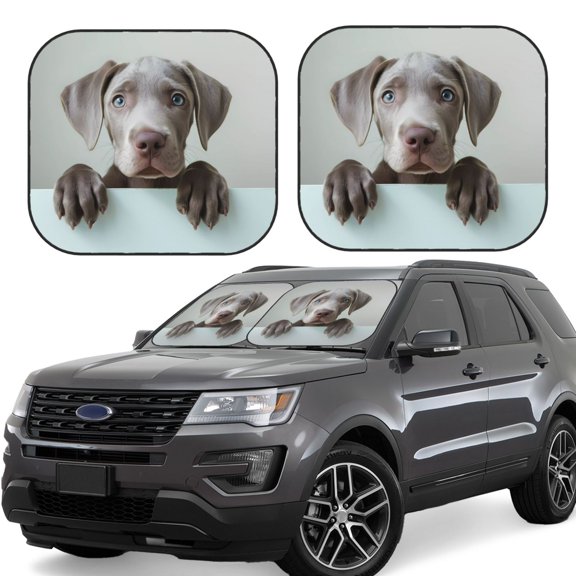 Vsdgher Adorable Puppy Portrait Print Car Windshield Sun Shade, Reflective Sunshade Window Sunshade Sun Visor Protector Fit for Cars,Trucks,SUVs-Small