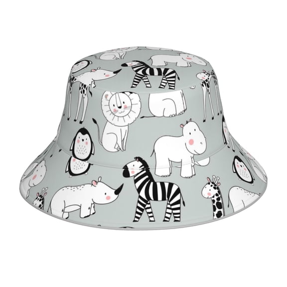 Vsdgher African Animals Print Bucket Hat for Men&Women Bucket Hat Reversible Summer Double-Side-Wear Travel Gardening, Beach, Camping, Hiking, Fishing Cap