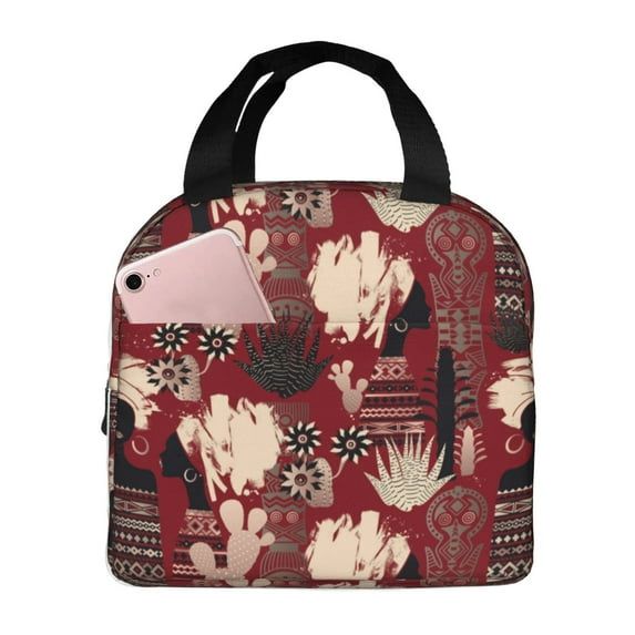 Vsdgher African Women A Lunch Bag, Lunch Box for Women Adult Men, Lunch Tote Insulated Cooler Lunch Container for Work/Office/Picnic/Travel