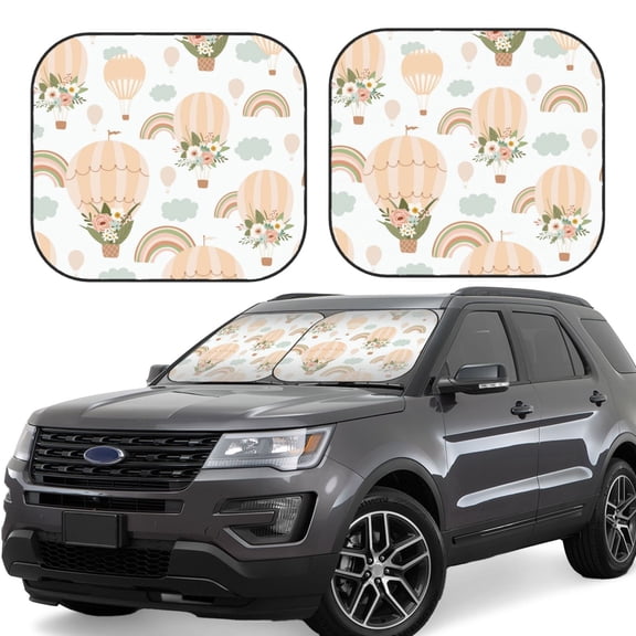 Vsdgher Air Balloon and Flower Print Car Windshield Sun Shade, Reflective Sunshade Window Sunshade Sun Visor Protector Fit for Cars,Trucks,SUVs-Medium