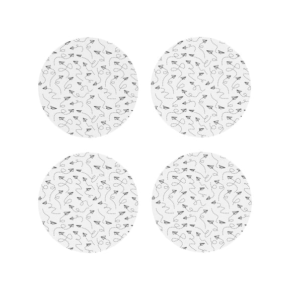 Vsdgher Airplane Leather Coasters for Drinks, Durable Drink Coasters 4 Set for Tabletop Protection, Luxurious Home Décor and Housewarming Gift-Round Shape