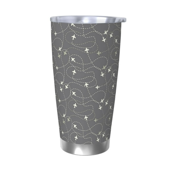 Vsdgher Airplane Routes Around The World 20 Oz Stainless Steel Vacuum Insulated, Travel Mug Coffee Cup for Home, Office, Outdoor Works Great for Ice Drinks and Hot Beverage -Without Straw