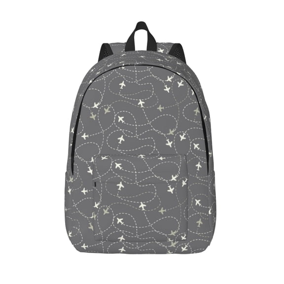 Vsdgher Airplane Routes Around The World Print Canvas Backpack Travel Rucksack Unisex Knapsack 15.7/17.7Inch Laptop Backpack for Work,College -Small