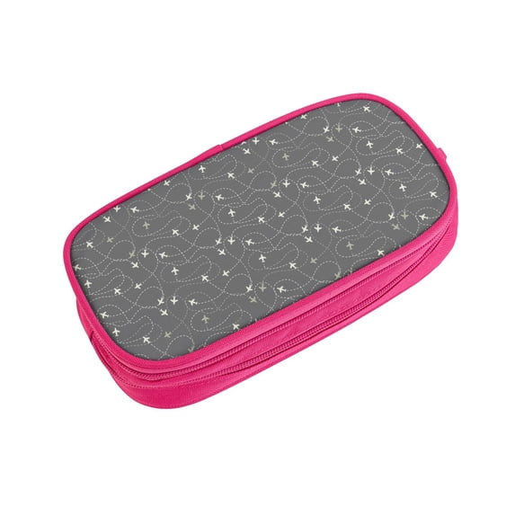 Vsdgher Airplane Routes Around The World Print Large Capacity Pencil Case Pouch with Zipper, Portable Aesthetic Big Capacity Pencil Cases Pen Office Travel Stationery Bag