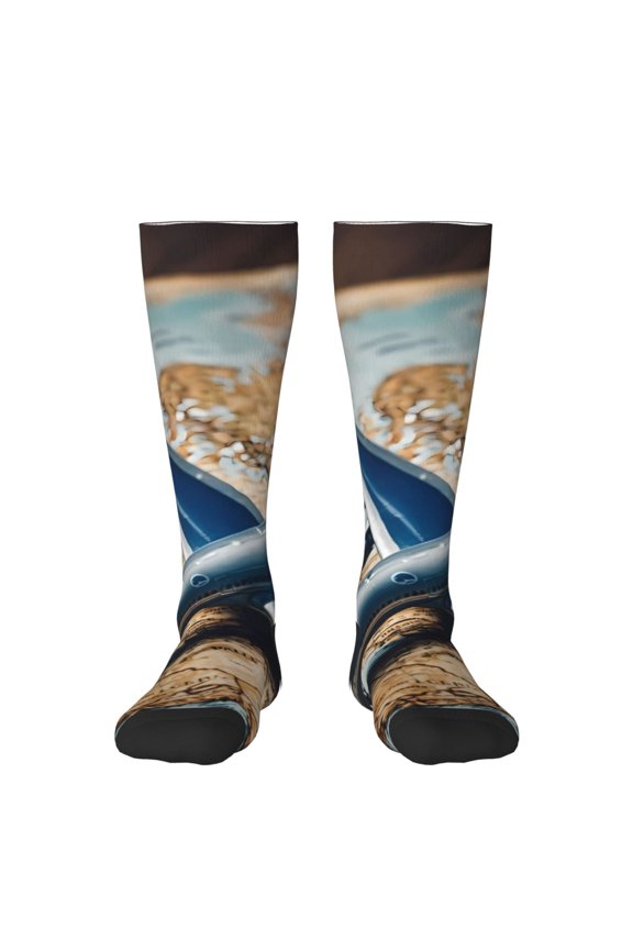 Airplane World Map Adventure Knee Socks, High Socks Long Stretchy Sock Women Knee High Stocking, Long Socks for Women