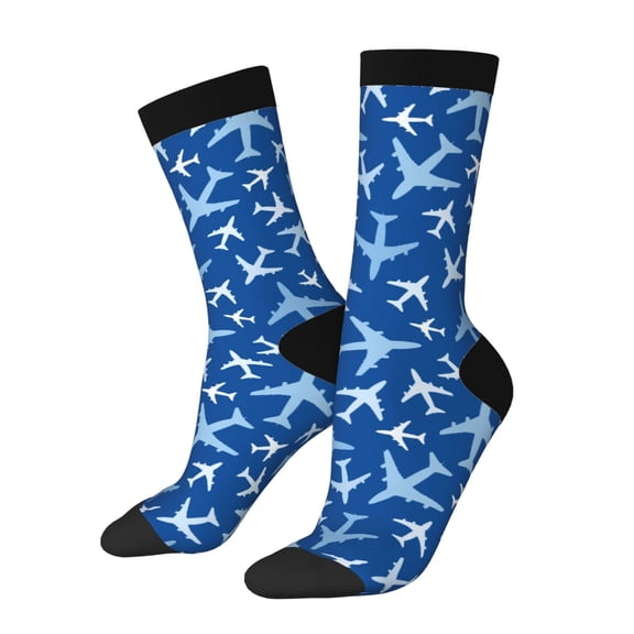 Vsdgher Airplanes in the Sky Crew Socks for Men & Women, Breathable Casual Athletic Ankle Socks