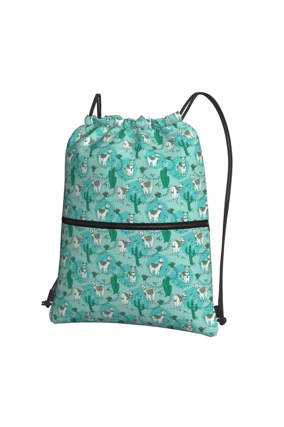 Alapaca in Boho Drawstring Backpack Water Resistant String Bag Sports Sackpack Gym Sack for Men Women