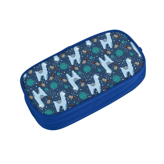 Vsdgher Alpaca Astronaut in Space Print Large Capacity Pencil Case Pouch with Zipper, Portable Aesthetic Big Capacity Pencil Cases Pen Office Travel Stationery Bag