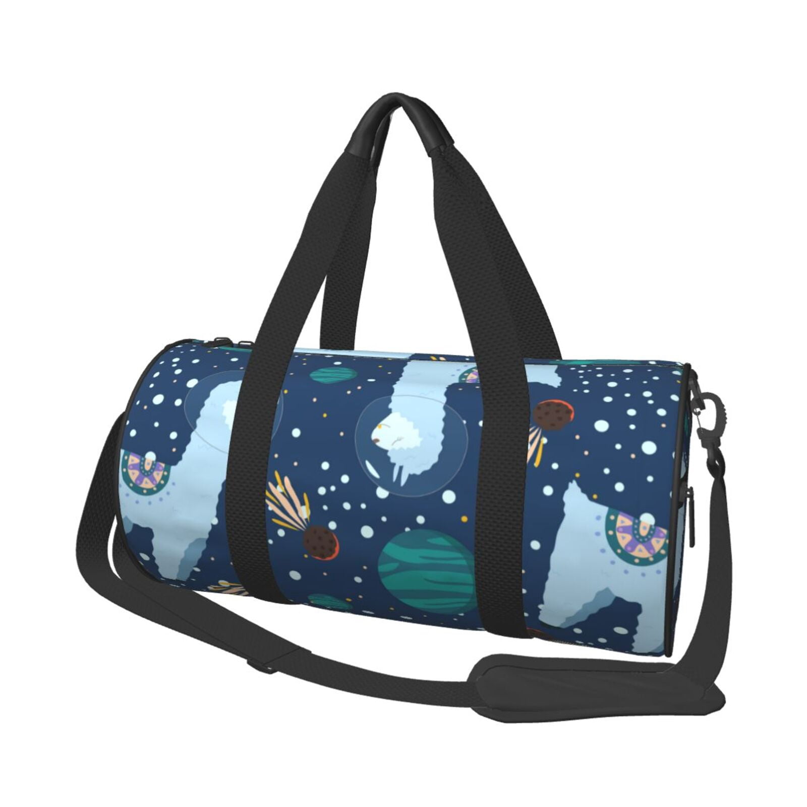 Vsdgher Alpaca Astronaut in Space 45L Foldable Duffel Bag, Sports Gym Bag,Overnight Bag, Portable Weekender Bag for Airplanes