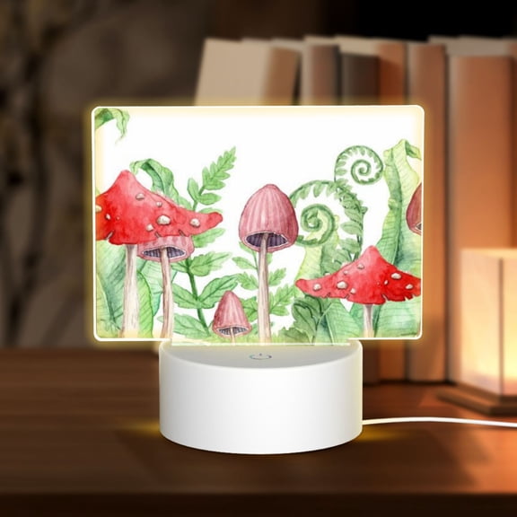 Vsdgher Amanita Fly Agaric Rectangular Acrylic Night Light Acrylic Sleep Night Light Friend Gifts for Birthday Gifts for Women Teens Boys Girls