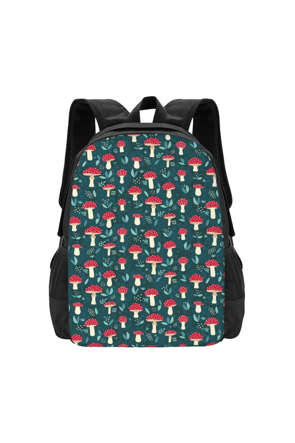 Amanita Mushroom Print Backpack for Women Men School Bookbag with Laptop Compartment for College Work Travel, Simple Fashion Casual Daypack, Fit 15" Laptop