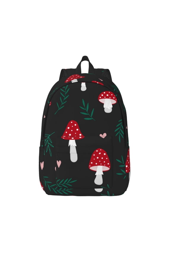 Amanita Mushroom Print Canvas Backpack Travel Rucksack Unisex Knapsack 15.7/17.7Inch Laptop Backpack for Work,College -Medium