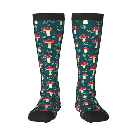 Vsdgher Amanita Mushroom Print Thigh High Socks Extra Long Stretchy Sock Women Over Knee High Opaque Stocking Daily Wear