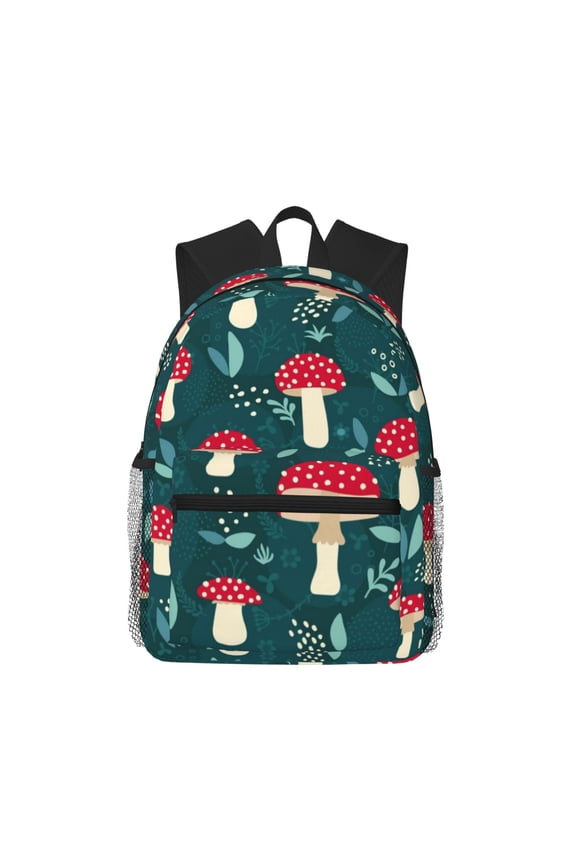 Amanita Mushroom Print Unisex Large Capacity Bookbag Schoolbag Casual Daypack for High School/College/Teens/Travel/Work