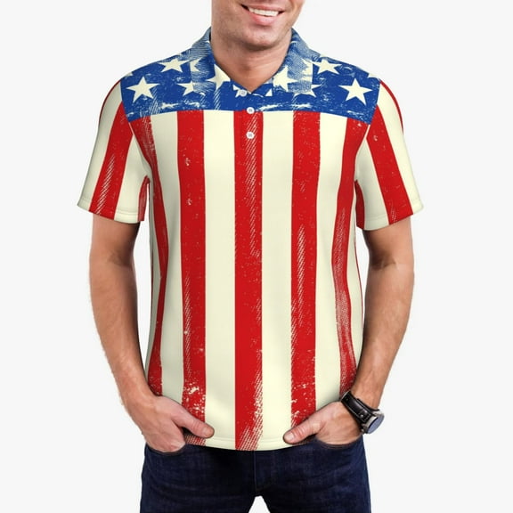 Vsdgher America Flags2 Polo Shirts for Men, Men's Short Sleeve Stretch Polo Shirt, Shirts for Men-XX-Large