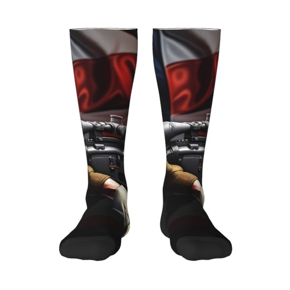 Vsdgher American Bald Eagle Warrior Print Thigh High Socks Extra Long Stretchy Sock Women Over Knee High Opaque Stocking Daily Wear