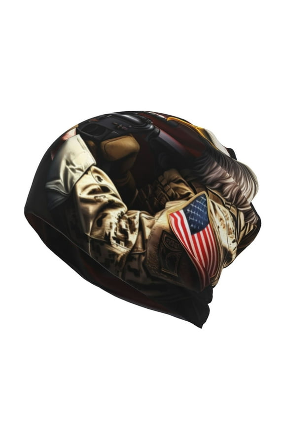 American Bald Eagle Warrior Slouchy Beanie Hat for Men/Women, Skull Cap Chemo Cap Night Sleeping Cap