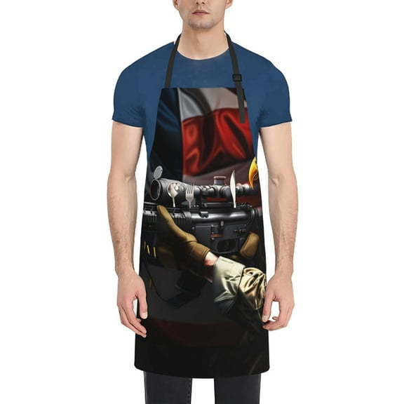 Vsdgher American Bald Eagle Warrior Waterproof Apron with 2 Pockets Kitchen Chef Aprons Bibs for Grooming Cooking Baking Painting Gardening