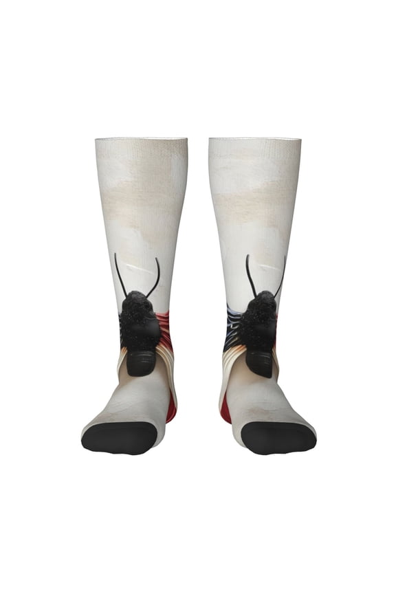 American Flag Butterfly Wall Knee Socks, High Socks Long Stretchy Sock Women Knee High Stocking, Long Socks for Women