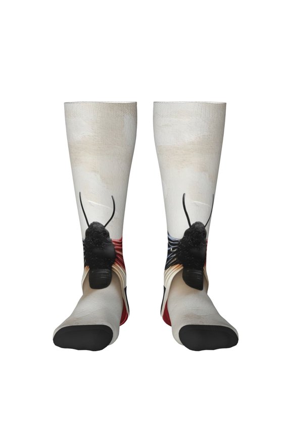 American Flag Butterfly Wall Knee Socks, High Socks Long Stretchy Sock Women Knee High Stocking, Long Socks for Women