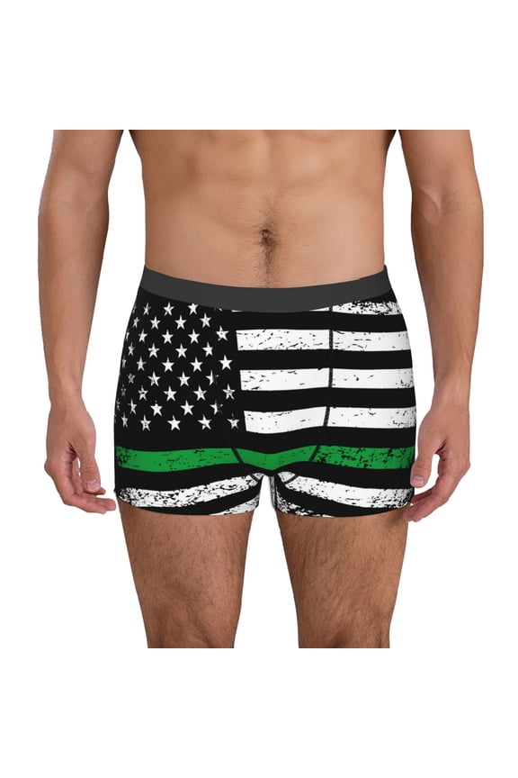 American Flag Pattern Men's Boxer Brief Underwear,Soft Funny Underwear for Men-Medium