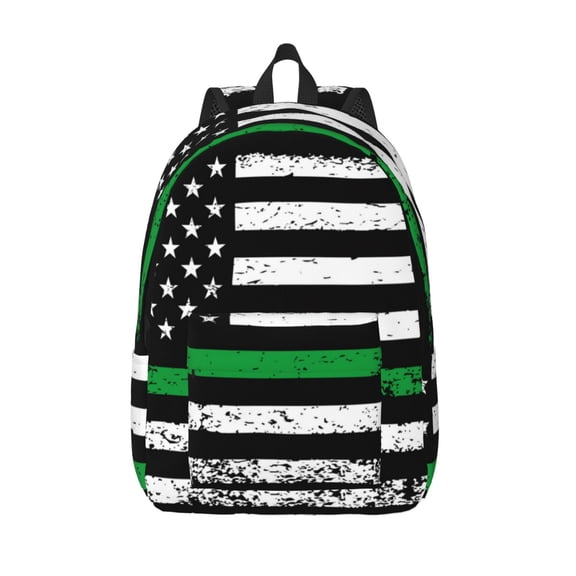 Vsdgher American Flag Print Canvas Backpack Travel Rucksack Unisex Knapsack 15.7/17.7Inch Laptop Backpack for Work,College -Medium
