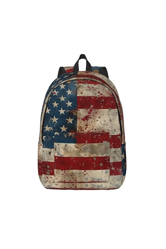 American Flag1 Print Canvas Backpack Travel Rucksack Unisex Knapsack 15.7/17.7Inch Laptop Backpack for Work,College -Small