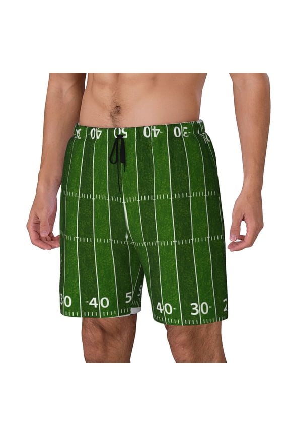 American Football Field for Mens Swim Trunks with Compression Liner Swim Shorts Swim Suits Board Shorts-3X-Large