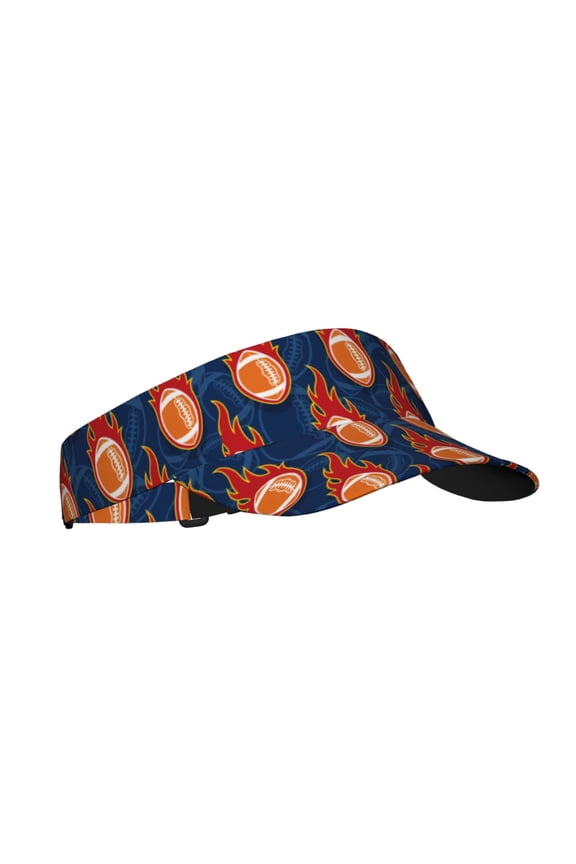 American Football and Fire Flames Print Adult Sunscreen Visor Cap,1 Piece of Sport Sun Visor Hats Adjustable Sun Hat for Outdoor Activities Fits for Women and Men (One Size)