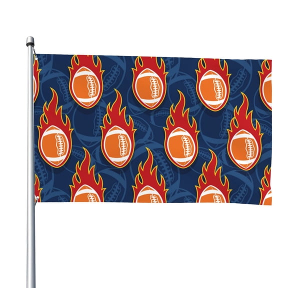 Vsdgher American Football and Fire Flames Print Outdoor Decorative Flag 4x6ft, Suitable for outdoor decoration, can be hung indoors, on outdoor lawns, balconies, parties