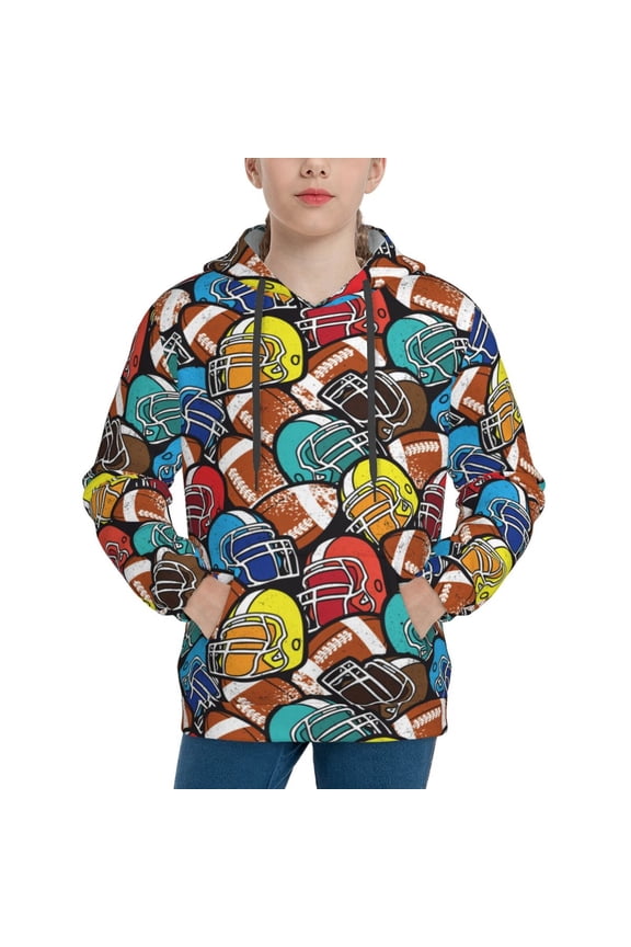 American Football Hoodie Youth Classic Hooded Pullover Sweatshirts Essentials Hoodie for Children (s-xl)-Small