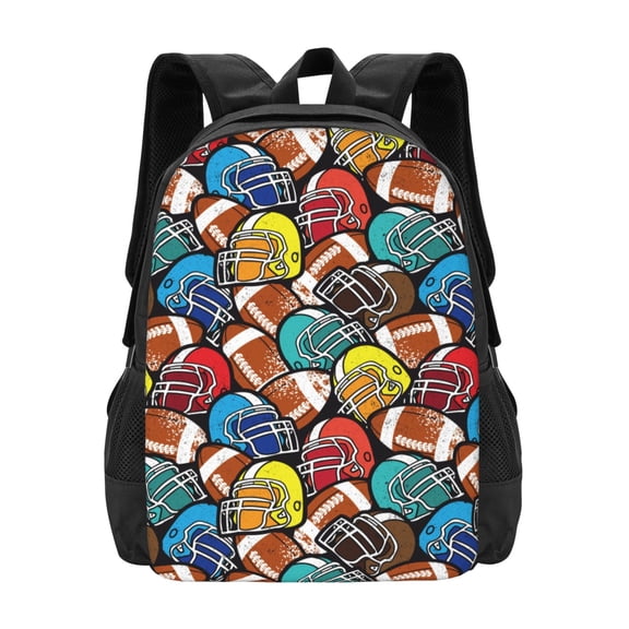Vsdgher American Football Print Backpack for Women Men School Bookbag with Laptop Compartment for College Work Travel, Simple Fashion Casual Daypack, Fit 15" Laptop