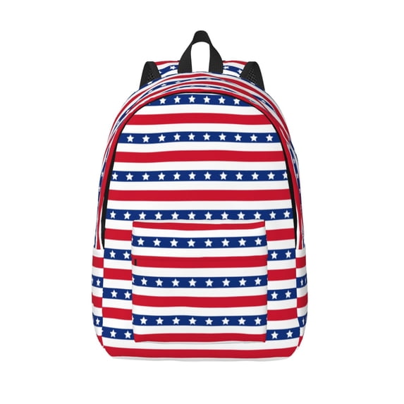 Vsdgher Stars And Stripes Print Canvas Backpack Travel Rucksack Unisex Knapsack 15.7/17.7Inch Laptop Backpack for Work,College -Small
