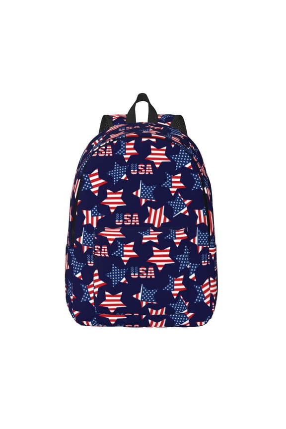 American Stars Print Canvas Backpack Travel Rucksack Unisex Knapsack 15.7/17.7Inch Laptop Backpack for Work,College -Small