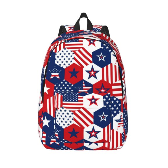 Vsdgher American Stars2 Print Canvas Backpack Travel Rucksack Unisex Knapsack 15.7/17.7Inch Laptop Backpack for Work,College -Medium