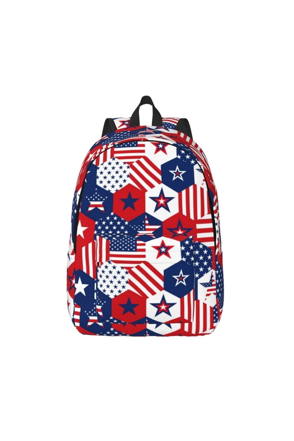 American Stars2 Print Canvas Backpack Travel Rucksack Unisex Knapsack 15.7/17.7Inch Laptop Backpack for Work,College -Medium