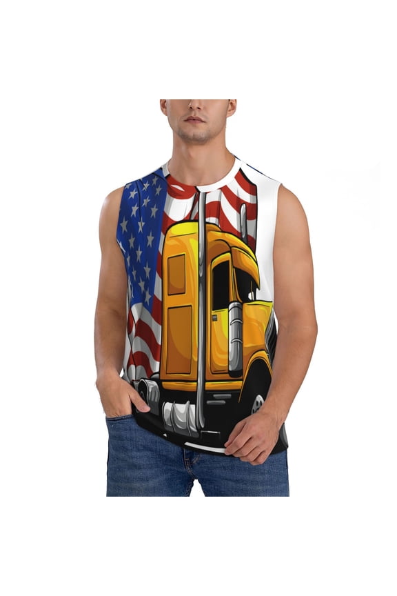 American Truck Print Workout Tank Tops Gym Sleeveless Fitness Muscle Tee -XX-Large